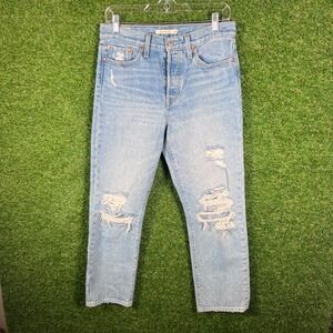 Levis‎ Premium Wedgie Straight Distressed High Rise Jeans Light Wash 28